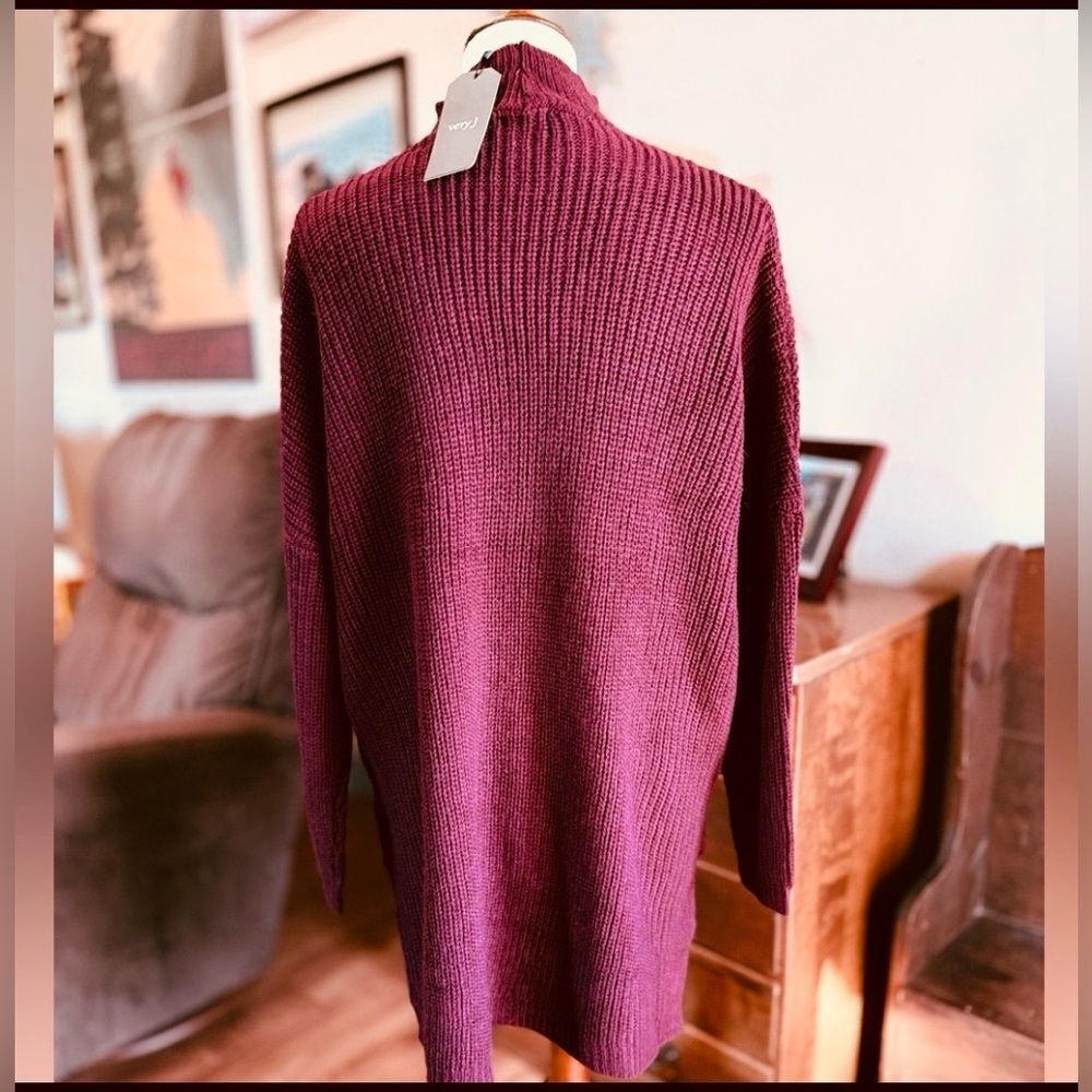NWT! Very J Wine Cut Out Turtleneck Sweater - Picture 5 of 8